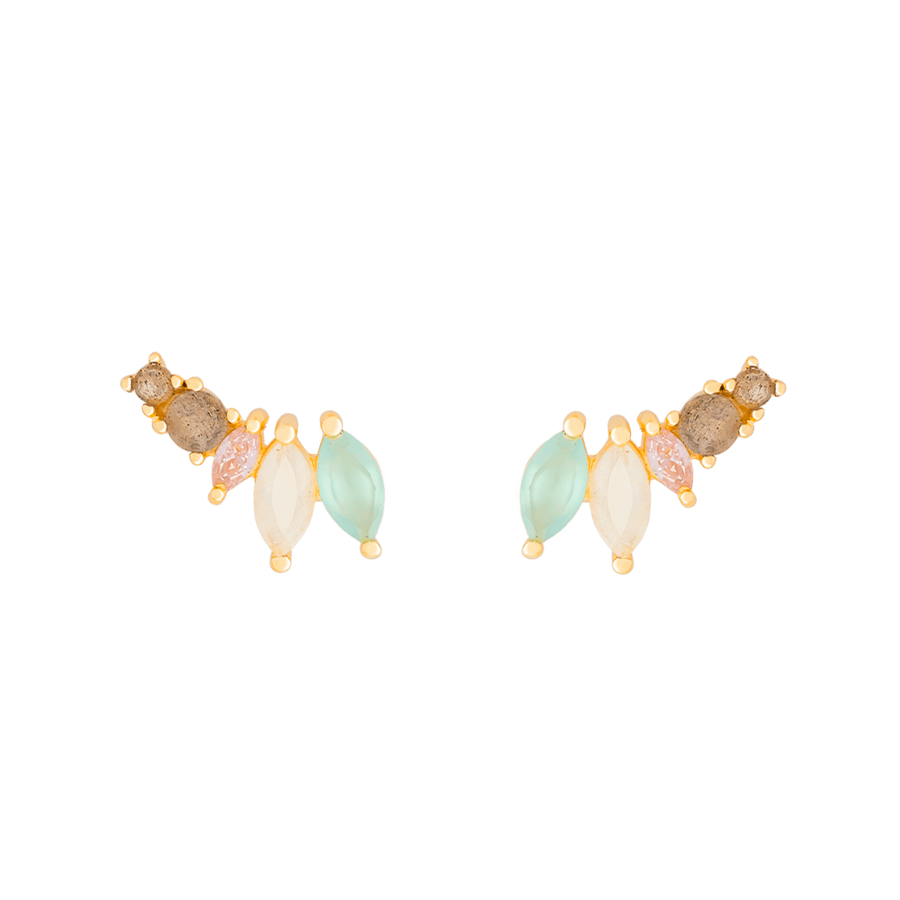 Pendiente trepador de oreja con petalos flor pastel Siva de Lavani Jewels