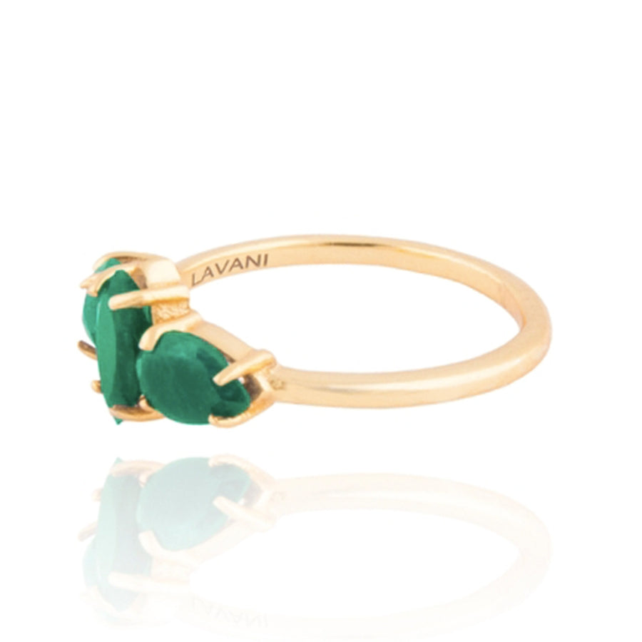 anillo verde y dorado Kasia
