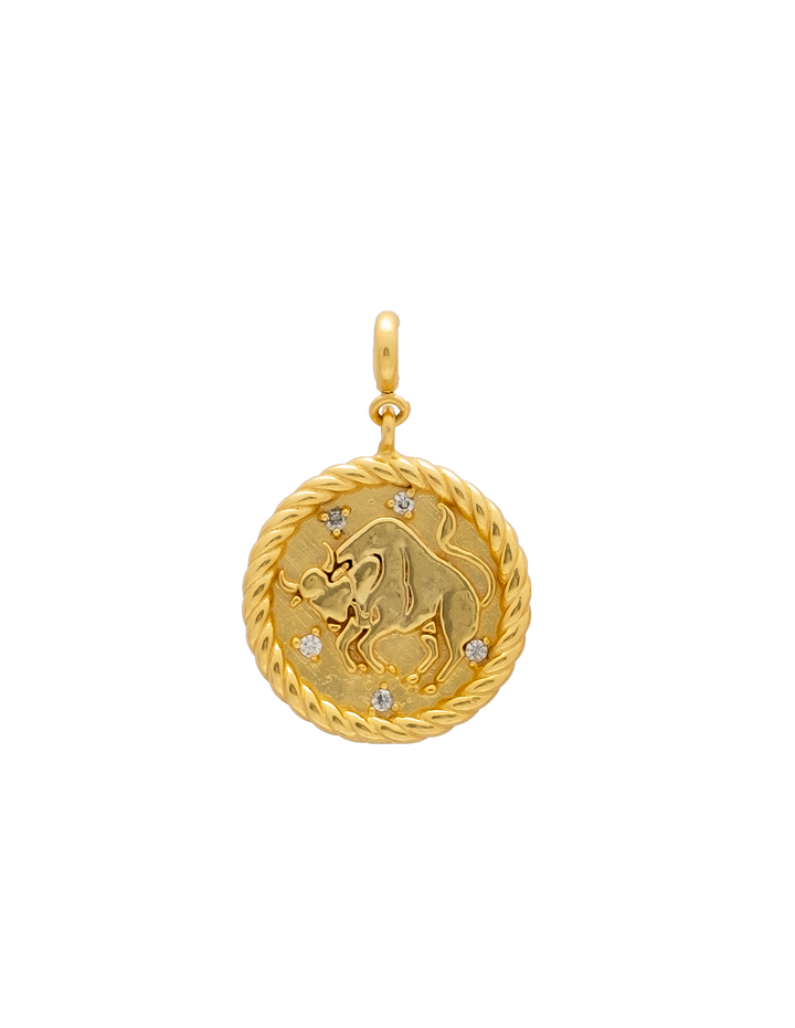 Zodiac sign necklace with birthstone - 18k Gold plated