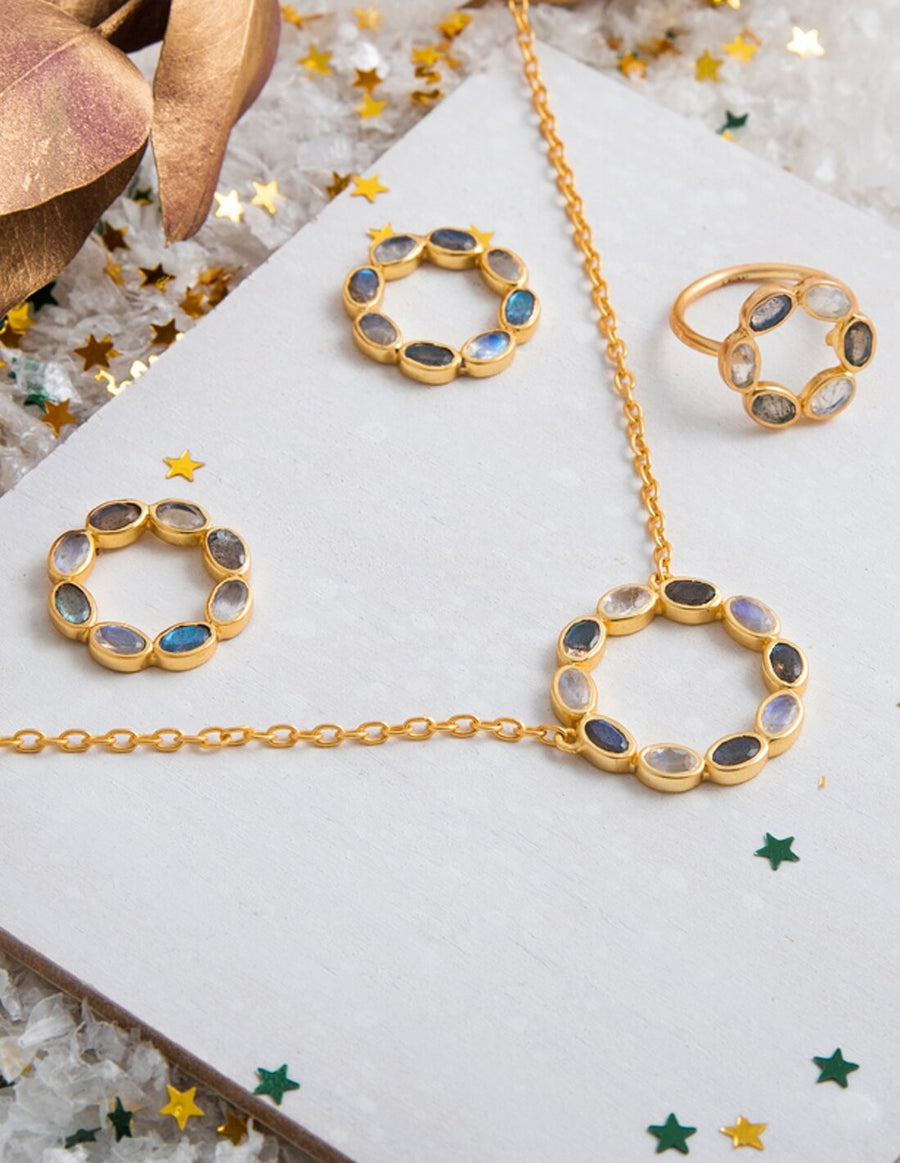 Choker de círculo con pendientes a conjunto circulares de lavani jewels