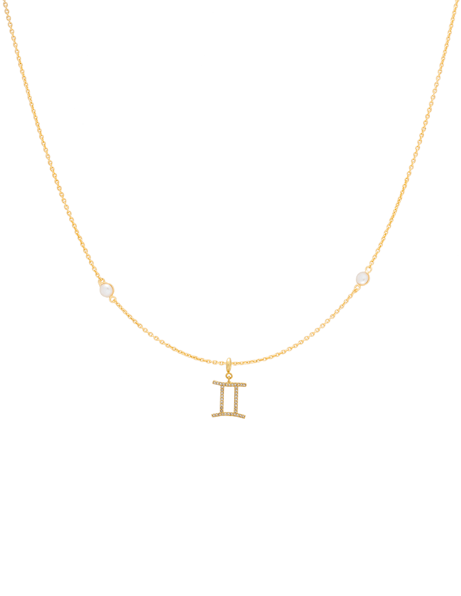 Collar Zodiaco Geminis dorado con un charm especial de horoscopo