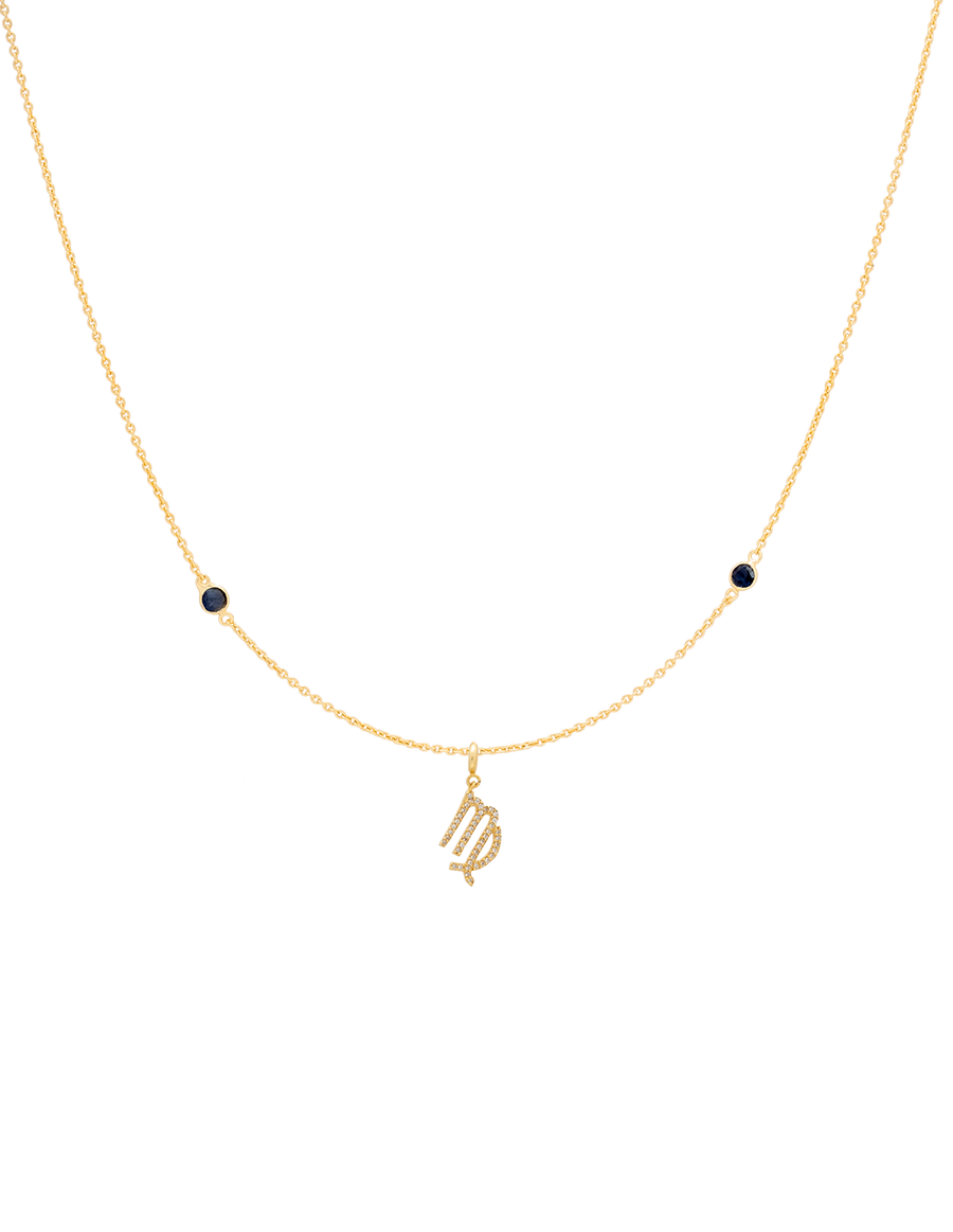 Colgante Zodiaco Virgo con charm de medalla dorada