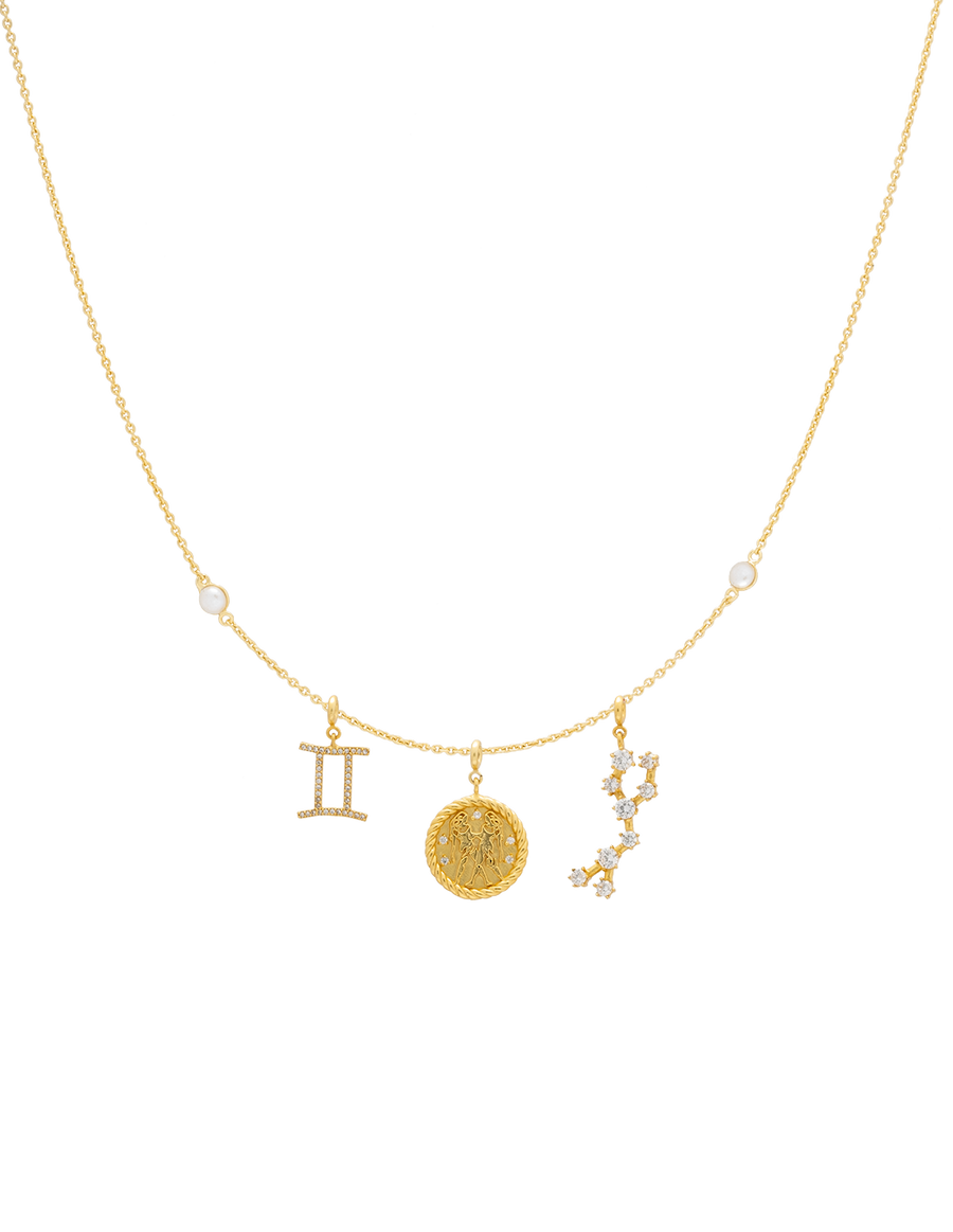 Collar Triple Zodiaco Geminis con charms intercambiables