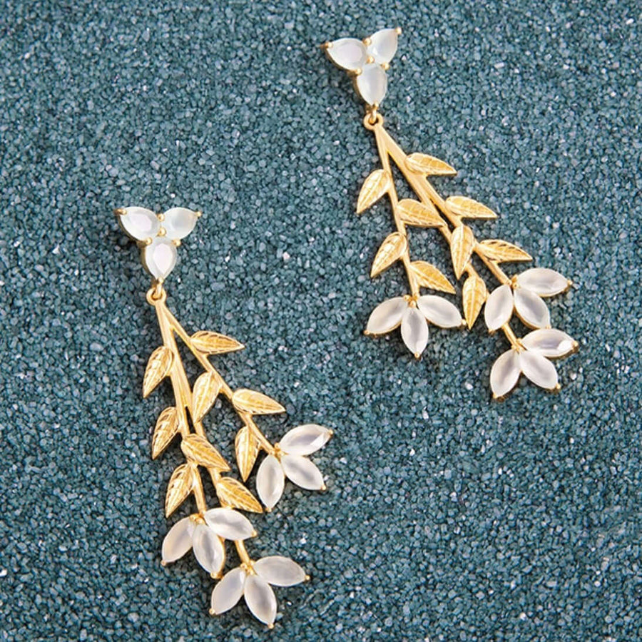 White Blume Earrings